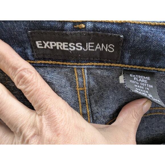 Express Extreme Flare Jeans Womens Size 9/10 L Blue Denim Precision Fit Basic - Picture 6 of 9